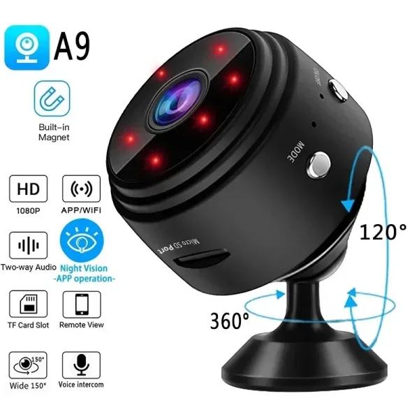 ¡Protege tu hogar ya! Mini cámara A9 HD 720P, WiFi IP - Imagen 4